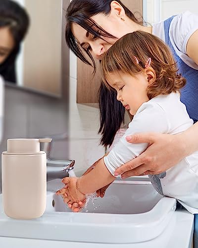 BosilunLife Lotion Pump Dispenser - Matte Khaki Soap Dispenser Bathroom Ceramic Dish Liquid Soap Dispenser for Kitchen, Bathroom Countertop Soap Dispensers (Khaki, Liquid Pump) - color: Khaki-liquid Pump