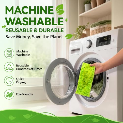 FIXSMITH Reusable Microfiber Mop Pads Compatible with Swiffer Sweeper and All 10-12 inch Flat mops, 8 Pack Washable Wet Dry Mop Refills, Microfiber Mop Replacement Heads for Floor Cleaning