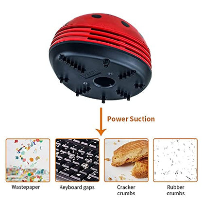 E ECSEM Cute Portable Cartoon Mini Desktop Vacuum Cleaner Table Dust Crumb Sweeper(Red#002) - color: Red#002