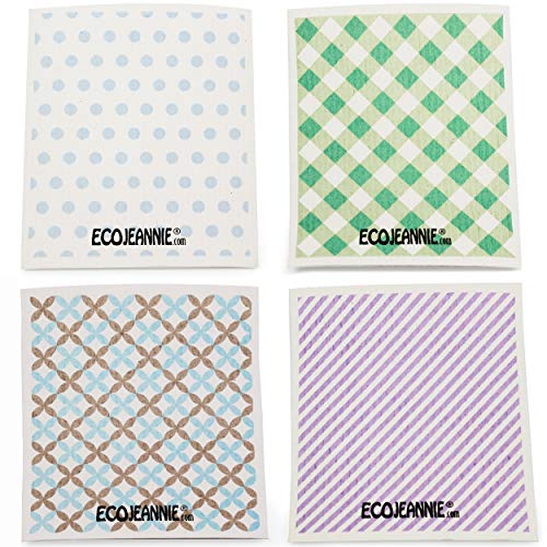 Wholesale EcoJeannie Eco-Friendly German Cleaning Cloth 100% Biodegradable Cellulose Sponge Cloths, Kitchen Cloths, GMO-Free, Reusable - Made in Germany Packaged in P.R.C. (12 Pack)