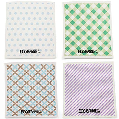 Wholesale EcoJeannie Eco-Friendly German Cleaning Cloth 100% Biodegradable Cellulose Sponge Cloths, Kitchen Cloths, GMO-Free, Reusable - Made in Germany Packaged in P.R.C. (12 Pack)