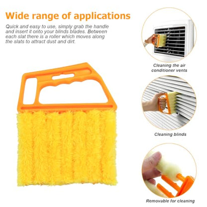 Car Window Venetian Blind Cleaner Duster Tool, 4PCS 7 Finger Vehicle Shutter Dusting Cleaning Brush, Handheld Automotive Duster Bristle Accessories for Air Conditioner Wood Blinds