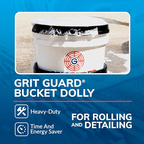 GRIT GUARD Bucket Dolly with Wheels - Rolling Detailing Wash Bucket with 5 Wheels and 2 Locking Casters Compatible with 2.5, 4, 5 and 6 Gallon Buckets (Silver, 2" Red Casters) - Made in the USA - color: Silver, size: 2" Red Casters