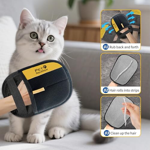 Pet Republique Electrostatic Fur Removal Glove for Pet & Furniture – Reusable & Washable, 5-Finger Static Pet Hair Remover for Clothing, Furniture & Car Upholstery