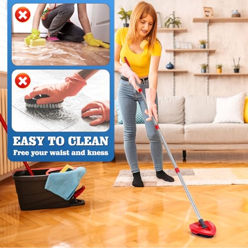 1 Pcs Spin Mop Replacements Scrub Brush and 1 Mop Base with 2 Pcs Scouring Pad Compatible with Cedar EasyWring 1 Tank System，Including 2Pcs Scouring Pad + 6Pcs Scrub Sponge Heavy Duty - color: 1 Pcs Brush + 1 Mop Base + 2pcs Scouring Pad + 6pcs Scrub Spon
