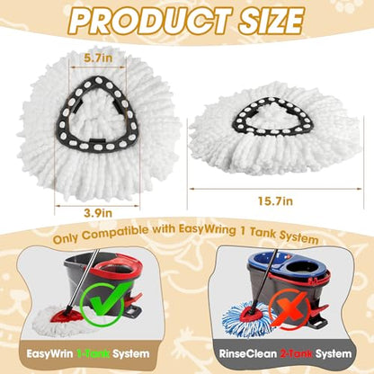 20 Pack Spin Mop Replacement Heads,100% Microfiber Mop Heads Replacements Compatible with OCeda Easywring 1-Tank System,Spinning Mop Replace Head for Easy House Cleaning Floor Mopping - size: 20pcs