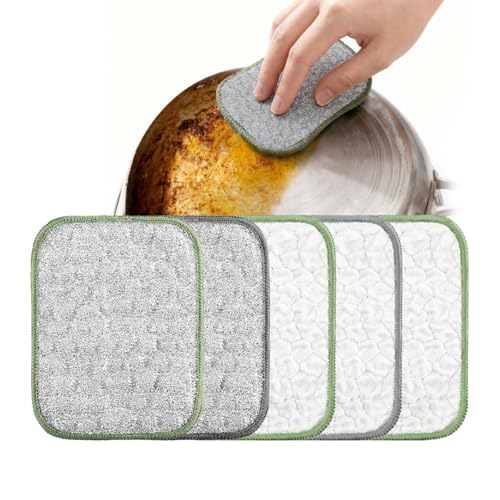 2026 New Multipurpose Wire Dishwashing Rags, Double Layer Metal Scrubbing Pads, Non-Scratch Reusable Cleaning Cloths for Kitchen, Pots, Pans, Sinks, Wet and Dry Use (5Pcs) - color: 5pcs