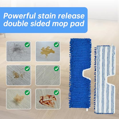 4 Pack Mop Heads Replacements Compatible with O-cedar Dual-Action Flip Mop,Microfiber&Chenille Mop Replace Head for Dry/Wet Use,Double-sided,Reusable and Washable Dust Mop Refills for Floor Cleaning | Double-sided flat mop pads, microfiber and chenille ma