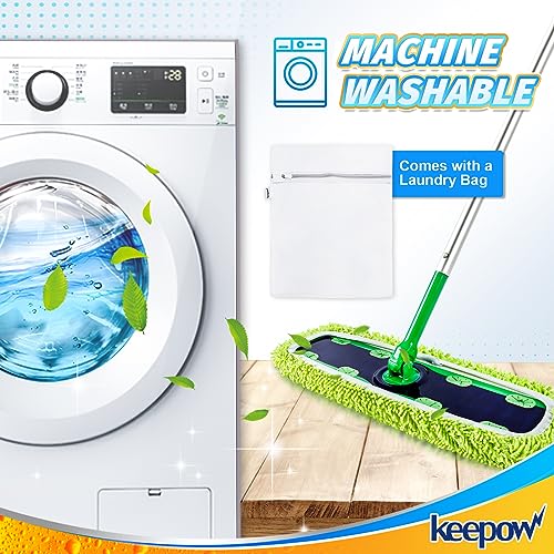 KEEPOW Reusable XL Mop Pads Compatible with Swiffer XL Sweeper, XL Dry Sweeping Cloths, XL Wet Mopping Cloths, Washable Microfiber XL Wet Pads Refills for Surface/Hardwood Floor Cleaning, 8 Pack - size: 8 Pack, Green