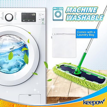 KEEPOW Reusable XL Mop Pads Compatible with Swiffer XL Sweeper, XL Dry Sweeping Cloths, XL Wet Mopping Cloths, Washable Microfiber XL Wet Pads Refills for Surface/Hardwood Floor Cleaning, 8 Pack - size: 8 Pack, Green