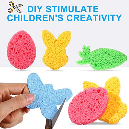 Zhengmy 100 Pieces Sponges Bulk Sponges Kitchen Compressed Sponge Natural Dish Sponge Compressed Wood Pulp Cleaning Without Scratching for Kitchen Bathroom, 3.9 x 2.4 x 0.12 Inch (Multicolor) - color: Multicolor