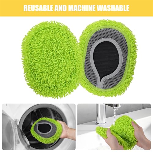 Microfiber Mop Refill for HoMerit Wall Cleaner, 2 Pack Reusable Washable Washer Pads, Dust Cleaning Walls, Ceilings, Windows, Baseboard, Dry Dust/Wet Wash Pad, Green-2