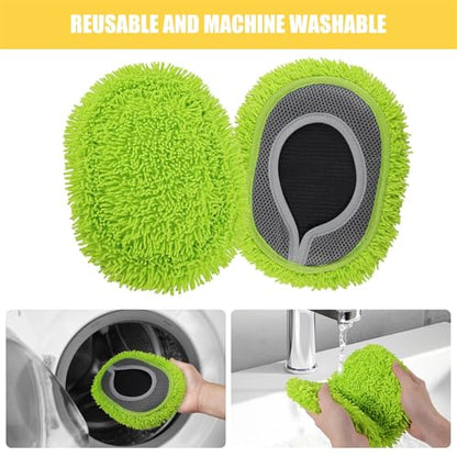 Microfiber Mop Refill for HoMerit Wall Cleaner, 2 Pack Reusable Washable Washer Pads, Dust Cleaning Walls, Ceilings, Windows, Baseboard, Dry Dust/Wet Wash Pad, Green-2