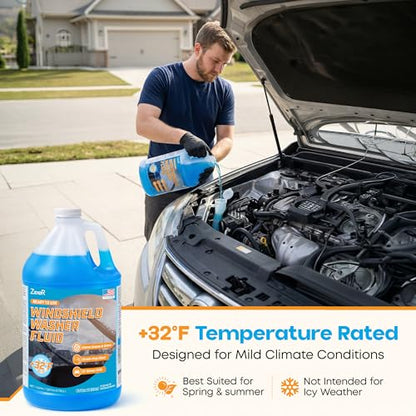 ZeroR® Windshield Washer Fluid, Ready to Use, +32°F Formula for Streak-Free Automotive Glass, Bug Splatter & Road Grime | Made in USA | 128 fl oz (1 Gallon) - size: 128 Fl Oz (Pack of 1)