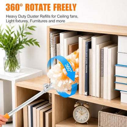 Gelibo 6ft Extendable Duster Handle with 5 Refills,Compatible with Swiffer,360°Rotating Ceiling Fan Dusters with Lock, Heavy Duty Microfiber Dusting Pads for Home Cleaning,Blinds,Hard-to-Reach Areas - style: 6ft Extendable Duster Handle with 5 Refills