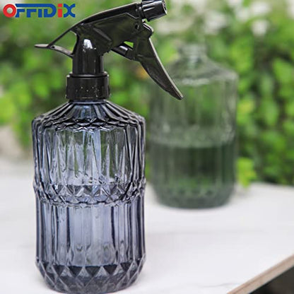 OFFIDIX Glass Spray Bottle, Fine Mist Plant Mister, Handheld Pressure Watering Can,Adjustable Nozzle Glass Spray Bottle,0.43L/15.17oz Handheld Spray Bottles for Garden Plants Cleaning Solutions（Gray） - color: D-gray