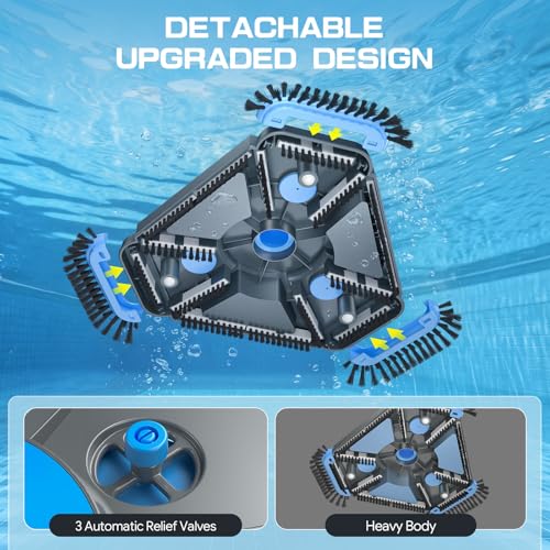 UIRWAY 3-in-1 Deluxe Swimming Pool Cleaning Kit - Includes Upgrade Heavy Duty Triangular Pool Vacuum Head, Detachable Brush, Deep Leaf Skimmer Net Inground & Above Ground Pools Cleaning(No Pole) - size: 13.5" Vacuum Head