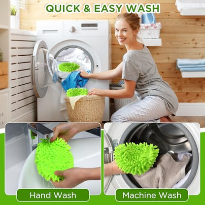 Baderke 3 Pack Mop Heads Replacements Compatible with 1 Tank System Duster Replacement Heads Spin Mop Refill Pads Reusable Dust Refills for Floor Cleaning (Green) - color: Green