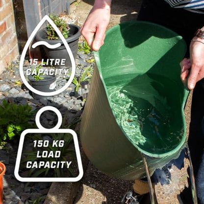 Faithfull Eco Flex Tub, Multi-Purpose, Durable & Sustainable Flexible Bucket with Reinforced Handles – 15 Litre (3gl), Green