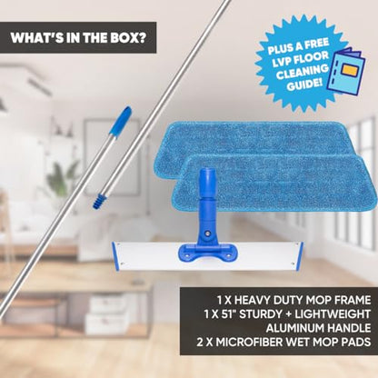 Microfiber Wholesale 18” Luxury Vinyl Plank Floor Mop | Deep Clean Without Damaging | Recommended by LVP Manufacturers | Heavy Duty Lightweight | Reusable Microfiber Mop Pads
