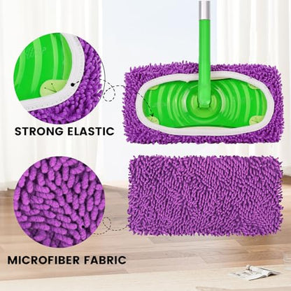 6Pcs Reusable Microfiber Mop Pads Compatible with Sweeper Mop, Replacement Wet Mopping pad Refills & Washable Dry Sweeping Cloths for Surface/Hardwood Floor Cleaning (Purple) - color: 6 Pack Purple