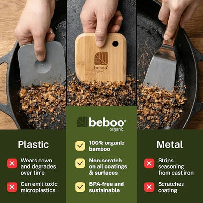 Scraper, Premium Italian Design Bamboo Pot & Pan Scraper Set (3 Pcs)