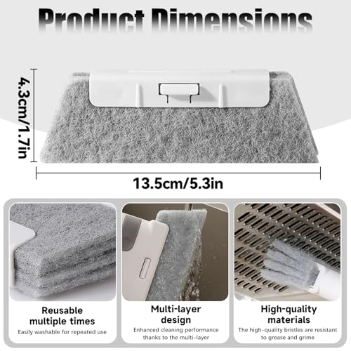 5PCS Window Track Cleaning Brush – Single Handheld Brush for Sliding Door, Window Sills, Small Gaps, and Crevices, Efficient Dirt and Water Stain Removal - color: 5grey