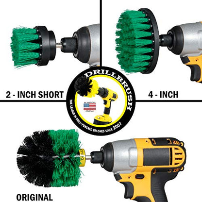 Drillbrush Kitchen Cleaning Supplies - Whole Household Scrubbing Pads and Medium Stiffness Brushes - Stove Top and Oven Rack Cleaning Brush Kit - Sink, Tile, Laminate, Vinyl, Pan, Countertop Scrubber - color: Green