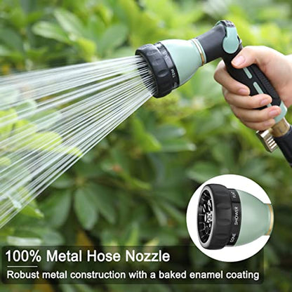 FANHAO Garden Hose Nozzle Heavy Duty, 100% Metal Water Hose Nozzle Sprayer with 8 Spray Patterns, High Pressure Sprayer Nozzle with Thumb Control, On Off Valve for Garden Watering, Car & Pet Washing - color: Light Green