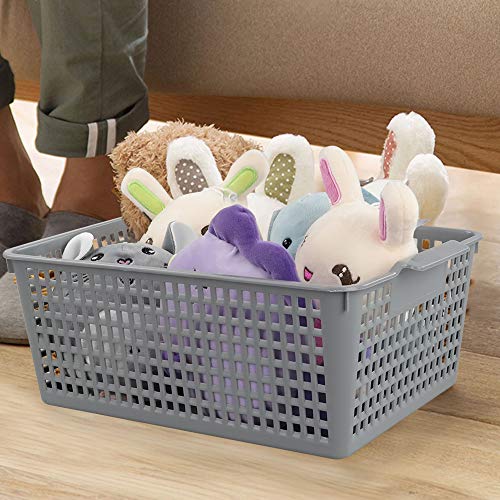 3-pack Large Plastic Storage Basket Bins, Grey Baskets for Organizing - color: Grey