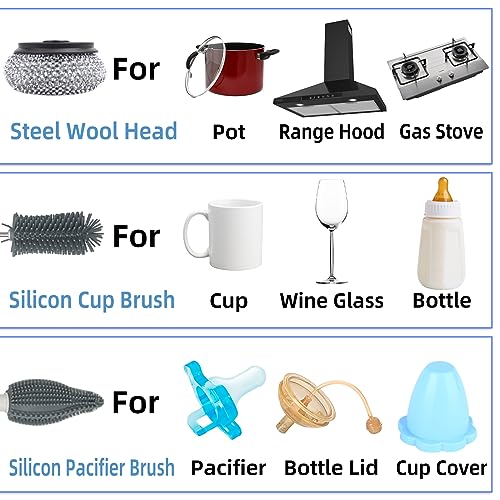 Super Electric Spin Scrubber 1000RPM with 6 Brush Heads, Portable Rechargeable Scrub Cleaner Cordless for Bathroom, Kitchen, Toilet, Bottle, Dish, Tile, Tub, Floor, Window Cleaning