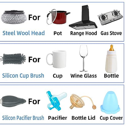 Super Electric Spin Scrubber 1000RPM with 6 Brush Heads, Portable Rechargeable Scrub Cleaner Cordless for Bathroom, Kitchen, Toilet, Bottle, Dish, Tile, Tub, Floor, Window Cleaning