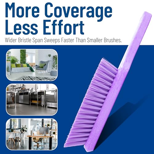 SPARTA 8 Inch Soft Counter Brush with Polyester Bristles and 5 Inch Handle, Color Coded Handheld Broom for Tables Countertops and Foodservice Surfaces, 13 Inch Overall Length, Purple, Pack of 6 - color: Purple