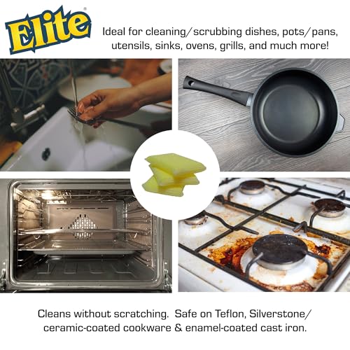 Elite All Purpose Cleaning Pad, 3 Pads (Individually Boxed), Non Scratch, Dish Sponge, Scrubber, Sponges for Kitchen and Household Use, Made in USA