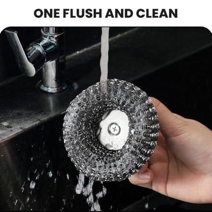 Steel Wool Scrubber with Handle, Upgrade Heavy Duty Stainless Steel Dish Scrubber for Cleaning Dishes, Iron Pots, Stoves, Kitchen Sink (4 pcs) - color: 4 Pcs