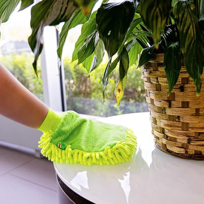 Tribello Libman Microfiber Dusting Mitt – Dual-Sided Dusting Glove with Elastic Cuff, Polishing & Dusting Microfiber Fingers, Reusable & Machine-Washable, 10.5” x 7” – Traps Dust, Dirt & Allergens