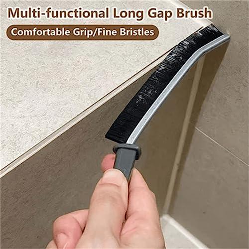 TODKISS Hard Bristle Crevice Cleaning Brush, Small Crevice Cleaning Brush for Household Use, Hand-held Groove Deep Cleaning Brush for Shutter Door Window Track Kitchen, Black
