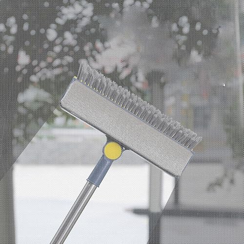 2-in-1 Window Screen Cleaning Brush with Microfiber Towel, Double-Sided Mesh Cleaner Tool for Screens, Patio, Porch, Door & Window, Dry & Wet Use Handheld Screen Brush - color: Black