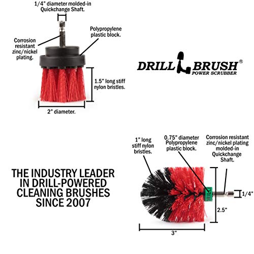 2 Piece Outdoor Cleaning Scrub Brushes - Siding Cleaning Brush Set - Brick and Stone Scrubbing Tools Set - Fireplace Cleaning Brushes - Deck and Patio Scrubbing Tools - Gutter Cleaning Tools for Home - color: Red