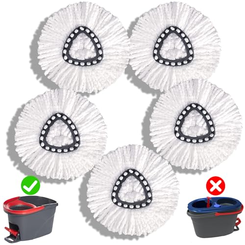 Mop Head Replacement for O-Cedar Easy Wring 1-Tank System，Exovyn Spin Mophead Replacements，Microfiber 5 Pack 360° Swivel Mop Refills，Deep Clean,Easy Cleaning，Machine Washable and Easy to Replace - size: 5 pack
