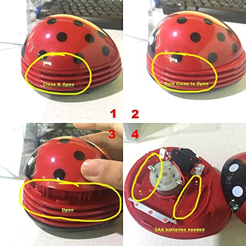 E ECSEM Cute Portable Cartoon Mini Desktop Vacuum Cleaner Table Dust Crumb Sweeper(Red#002) - color: Red#002