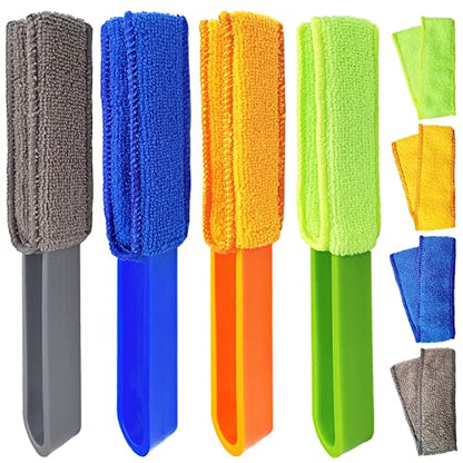4 Pack Microfiber Blinds Duster, 4 Removable and Washable Sleeves, Cleaner for Window Blinds, Air Conditioner Vents, Fans, Car Vents