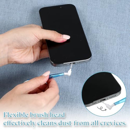10Pcs Cell Phone Cleaning Kit, Dual Head Multifunction Anti-Clogging Nylon Brushes Hook Cleaner, Mini Cleaning Kits for 16 17 Pro Max Charging Port, Phone Speaker, Earphone, Tablet, Camera, Keyboard