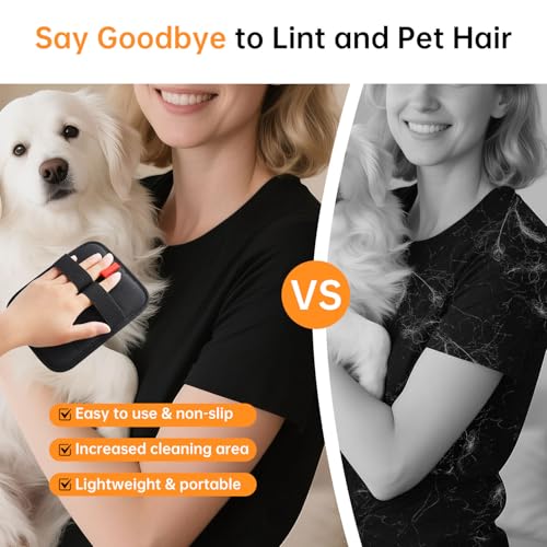 2 Pcs Pet Hair Removal Gloves, Reusable Electrostatic Pet Cat Dog Hair Remover Grooming Gloves Brush Tool for Couch, Furniture, Carpet, Car Seat (2 Pcs Black) - color: 2 Pcs Black