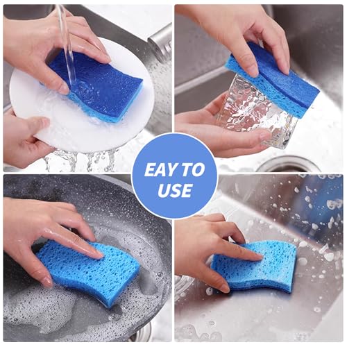 6-Pack Non-Scratch Kitchen Sponges – Durable Dish Sponges for Dishes, Pots, and Pans, Perfect for Cleaning Stainless Steel, Dishwashing, and More, Blue - color: Blue Blue
