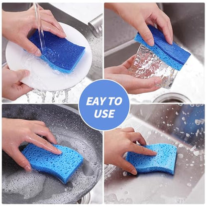 6-Pack Non-Scratch Kitchen Sponges – Durable Dish Sponges for Dishes, Pots, and Pans, Perfect for Cleaning Stainless Steel, Dishwashing, and More, Blue - color: Blue Blue