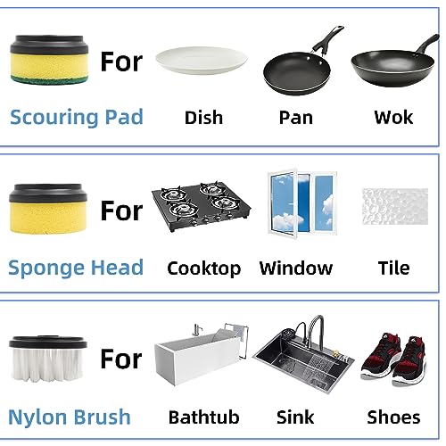 Super Electric Spin Scrubber 1000RPM with 6 Brush Heads, Portable Rechargeable Scrub Cleaner Cordless for Bathroom, Kitchen, Toilet, Bottle, Dish, Tile, Tub, Floor, Window Cleaning