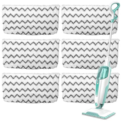 6 Pack Microfiber Steam Mop Replacement pads for Shark Steam Mop S1000, S2001,S1000A, S1000C, S1000WM, and S1001C,Washable & Reusable Steam Mop Pads Safe for all Floor have Super-Absorbent - size: Shark-6PCS