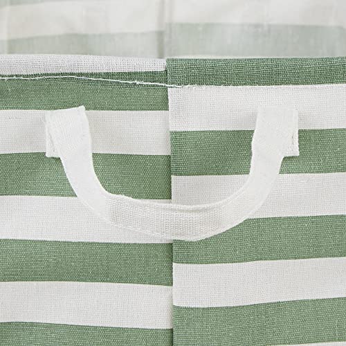 DII Laundry Storage Collection, PE Coated Collapsible Bin with Handles, Artichoke Green Stripe, Large Set, 10.5x17.5x10" - color: Artichoke Green Stripe, size: Large Set, 10.5x17.5x10"