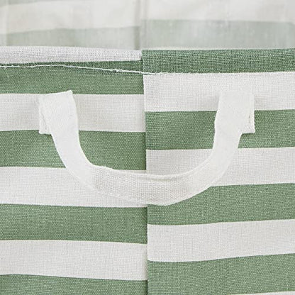DII Laundry Storage Collection, PE Coated Collapsible Bin with Handles, Artichoke Green Stripe, Large Set, 10.5x17.5x10" - color: Artichoke Green Stripe, size: Large Set, 10.5x17.5x10"